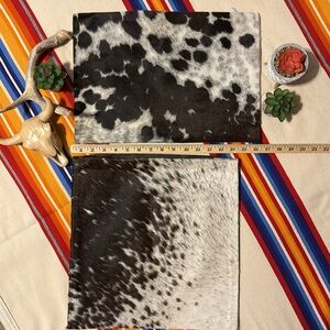 2- New Handmade Real Cowhide Leather Pillow Covers With Brown and White Hair